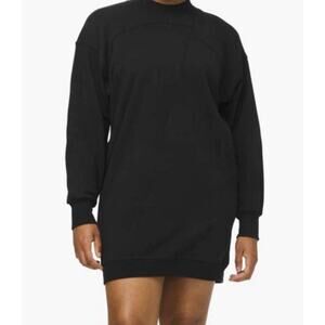 Lululemon Broken Beats Sweater Dress Cotton Black Athleisure Women’s S Comfort